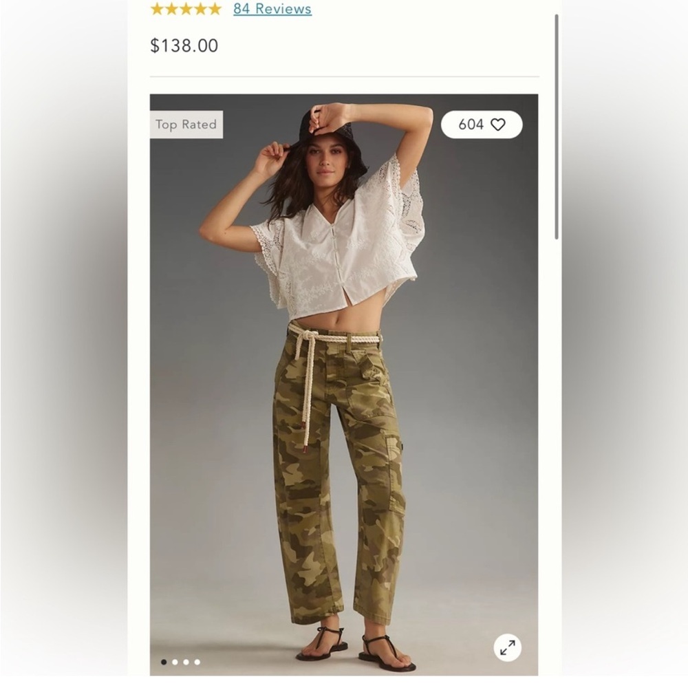 Copy - Pilcro Millie low slung barrel pants - camo size 27